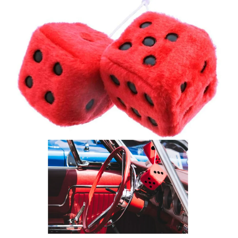 Car Hanging Decor Fuzzy Dice 2ps