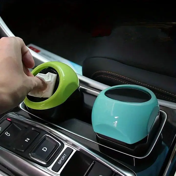 Mini Car Trash Bin Can Plastic Garbage Bin Rubbish Container Waste Storage for Car Interior 16x8CM