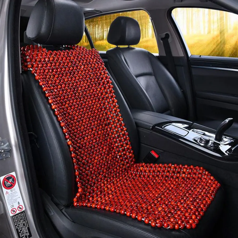 Natural Wooden Car Bead Seat Cushion Truck Chair Cushion for Summer Stress Free All Day 1-Ps