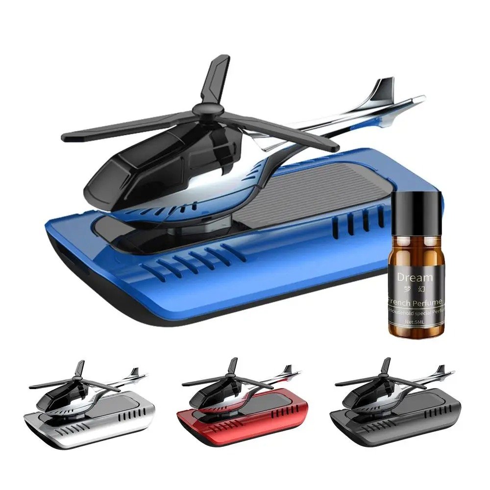 Rotating Solar Car Air Freshener Helicopter Auto Dashboard Solar Rotating Air Freshener Elegant Car Interior Accessories