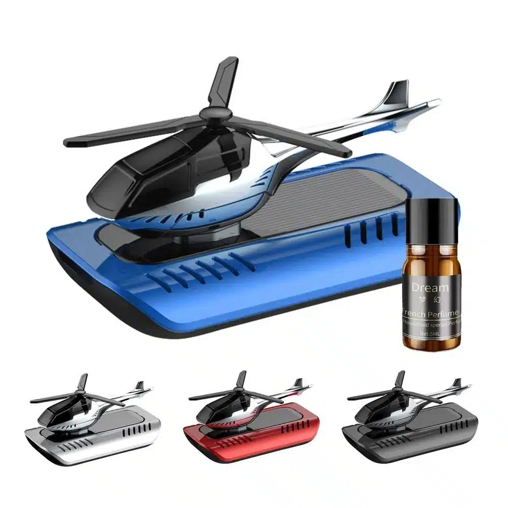 Rotating Solar Car Air Freshener Helicopter Auto Dashboard Solar Rotating Air Freshener Elegant Car Interior Accessories