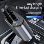 4-in-1 120W Car Fast Charger USB Type-C Power Adapter Retractable Phone Charger For IOS Android Phones