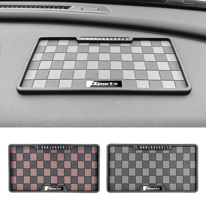 Car Dashboard Non-Slip Mobile Mat – Sports Edition with Built-in Parking Number Plate