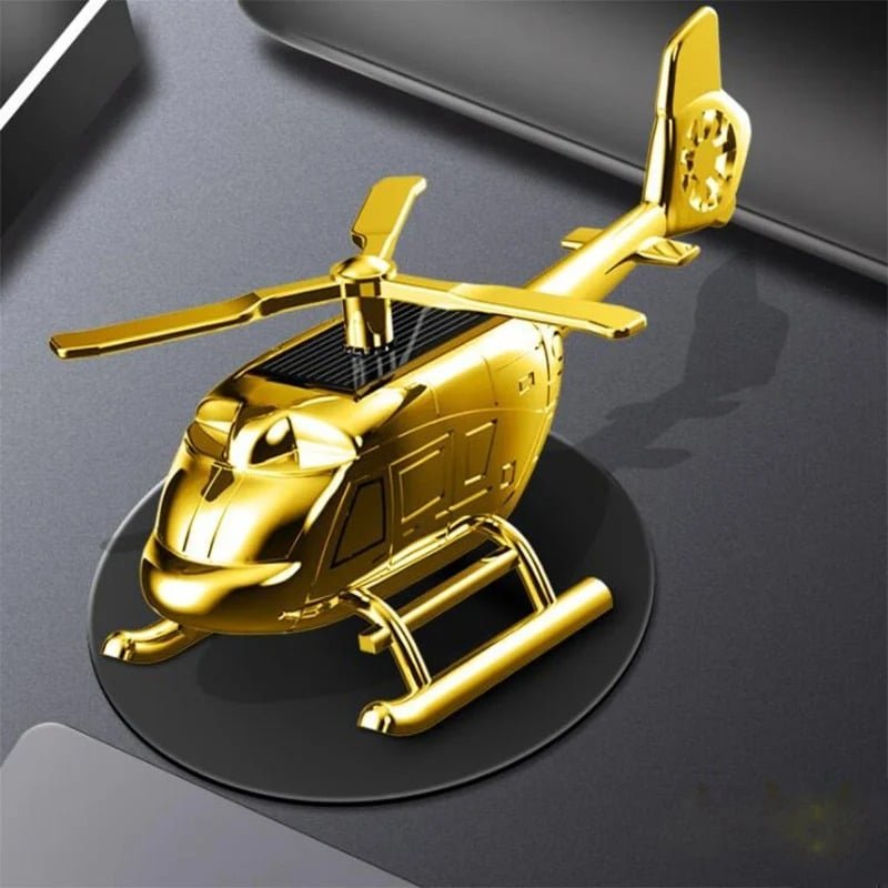 Car Golden Zinc Alloy Solar Helicopter Perfume