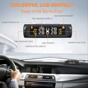 TPMS Car Tire Pressure Monitoring With Clock System – Solar-Powered For ...
