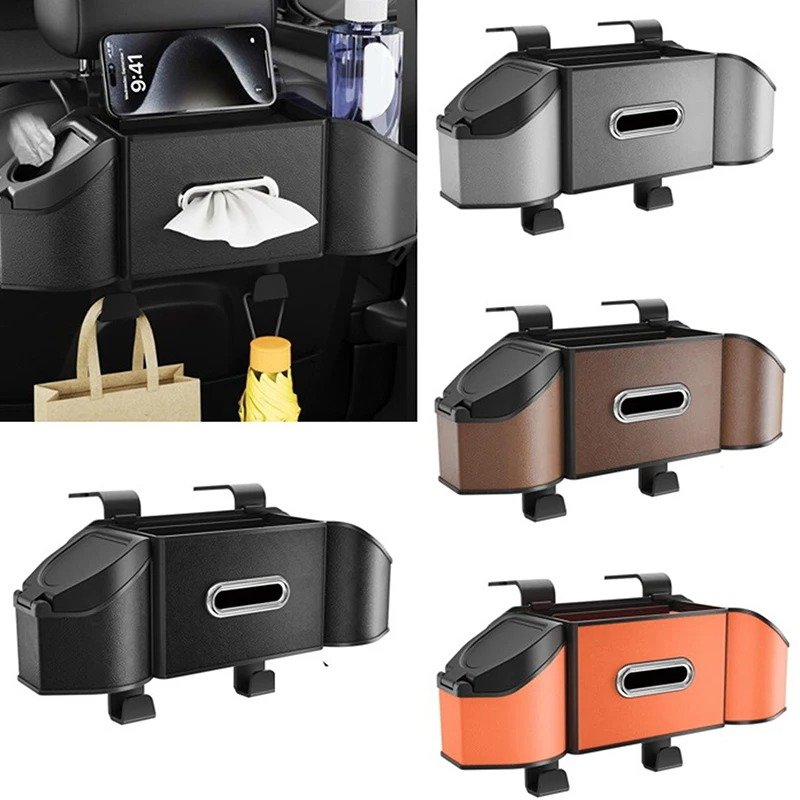7 In 1 Car Seat Back Cup Holder Storage Box Tissue Box With Hook Auto Backseat Organizer